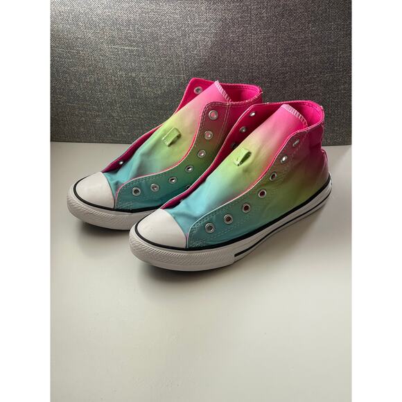 Size 3 Converse Youths Chuck Taylor All Star HI TOP Rainbow Shoes No Laces - Picture 3 of 8